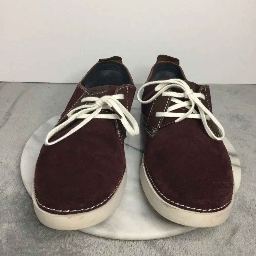 Clarks‎ Weaver 26068077 Mens Burgundy Suede Lace Ups Casual Shoes - Picture 2 of 10